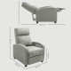 135° Push Back Recliner Armchair, with Footrest - Grey