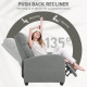 135° Push Back Recliner Armchair, with Footrest - Grey