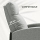 135° Push Back Recliner Armchair, with Footrest - Grey