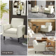 2 Pieces Modern Armchairs with Rubber Wood Legs, Upholstered Accent Chairs, Single Sofa for Living Room, Bedroom, Cream White