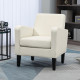 2 Pieces Modern Armchairs with Rubber Wood Legs, Upholstered Accent Chairs, Single Sofa for Living Room, Bedroom, Cream White