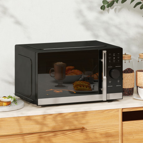 23L 800W Microwave Oven, Digital Solo Microwave with 10 Power Levels, Automatic Defrost, 8 Auto Cook Menus, 60 Minutes Timer, Ec