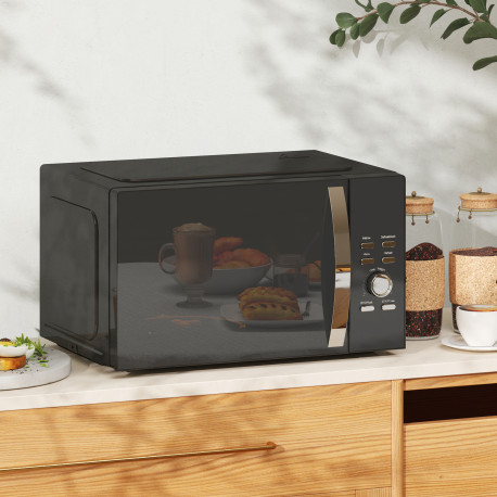 23L 800W Microwave Oven, Digital Solo Microwave with 5 Power Levels, Automatic Defrost, 8 Auto Cook Menus, 60 Minutes Timer, Clo
