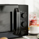 23L 800W Microwave Oven, Solo Manual Microwave with 5 Power Levels, Defrost, 35 Minutes Timer, Clock, Easy Clean, Small Black Mi