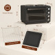 28L Mini Oven with 2 Hot Plates, Countertop Toaster Oven, Grill, Roast, Bake, Boil, with Timer, Adjustable Temperature, Electric