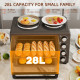 28L Mini Oven with 2 Hot Plates, Countertop Toaster Oven, Grill, Roast, Bake, Boil, with Timer, Adjustable Temperature, Electric
