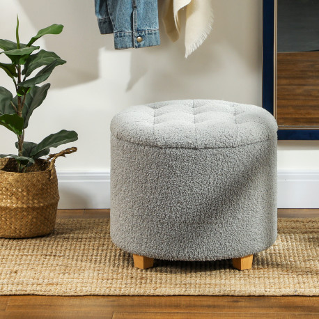 31.8L Teddy Fleece Storage Ottoman - Dark Grey