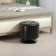 360° Swivel Foot Stool Round PU Footstool with Thick Sponge Padding and Solid Steel Base, Brown