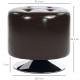 360° Swivel Foot Stool Round PU Footstool with Thick Sponge Padding and Solid Steel Base, Brown