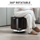 360° Swivel Foot Stool Round PU Footstool with Thick Sponge Padding and Solid Steel Base, Brown