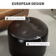 360° Swivel Foot Stool Round PU Footstool with Thick Sponge Padding and Solid Steel Base, Brown
