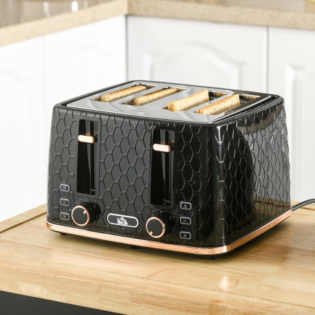 4 Slice Toaster with 7 Browning Levels, High Lift, Reheat/Defrost/Cancel, Self-centring Function, Removable Crumb Tray, Auto Off