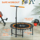 40&quot; Fitness Trampoline with Adjustable Handle, Rebounder Trampoline Mini Jumper for Indoor Exercise Workout, Support Up to 100kg