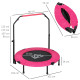 40&quot; Foldable Mini Fitness Trampoline, with Adjustable Foam Handle, Pink