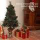 4ft Artificial Christmas Tree with 60 Warm White LED Lights, 8 Modes and Remote, Realistic Xmas Tree with Trophy Stand for Party