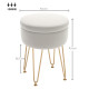 5L Velvet-Feel Storage Ottoman - Cream White
