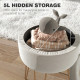5L Velvet-Feel Storage Ottoman - Cream White