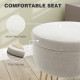 5L Velvet-Feel Storage Ottoman - Cream White