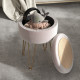 5L Velvet-Feel Storage Ottoman - Light Pink