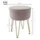 5L Velvet-Feel Storage Ottoman - Light Pink