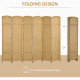 6 Panel Folding Room Divider, Freestanding Privacy Screen for Living Room, Bedroom and Office, 240 x 170cm, Natural