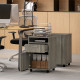 60cm Filing Cabinet with Drawer, Open Shelf, Metal Handles and 4 Wheels, Office Home Organiser Mobile Printer, Grey