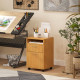 60cm Filing Cabinet with Drawer, Open Shelf, Metal Handles and 4 Wheels, Office Home Organiser Mobile Printer, Natural Wood Fini