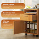 60cm Filing Cabinet with Drawer, Open Shelf, Metal Handles and 4 Wheels, Office Home Organiser Mobile Printer, Natural Wood Fini