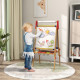 AIYAPLAY 3 in 1 Wooden Kids Easel with Paper Roll, Whiteboard &amp; Chalkboard, Painting Accessories