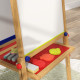 AIYAPLAY 3 in 1 Wooden Kids Easel with Paper Roll, Whiteboard &amp; Chalkboard, Painting Accessories