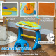 AIYAPLAY 37 Keys Kids Piano w/ Microphone, Stool, LED Lights, Record &amp; Replay Function, Blue