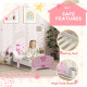 AIYAPLAY Ballet Theme Toddler Bed Frame with Safety Rails for 3-6 Years, 144 x 76.5 x 60 cm, Pink