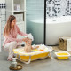 AIYAPLAY Foldable Baby Bath Tub Set with Bath Cushion, Wash Basin, Non-slip Stand &amp; Bottom, Yellow