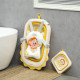 AIYAPLAY Foldable Baby Bath Tub Set with Bath Cushion, Wash Basin, Non-slip Stand &amp; Bottom, Yellow