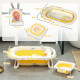 AIYAPLAY Foldable Baby Bath Tub Set with Bath Cushion, Wash Basin, Non-slip Stand &amp; Bottom, Yellow