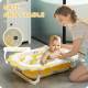 AIYAPLAY Foldable Baby Bath Tub Set with Bath Cushion, Wash Basin, Non-slip Stand &amp; Bottom, Yellow
