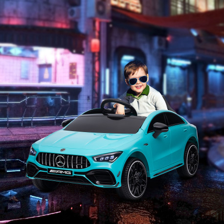 AIYAPLAY Mercedes-AMG CLA 45 Licensed 12V Kids Electric Car Ride on Car w/ Remote, Suspension Lights Music Horn - Light Blue