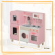 AIYAPLAY Play Kitchen, Kids Kitchen Set with Lights and Sounds, Double Stoves, Ice Maker, Chalkboard for 3+ Years - Pink