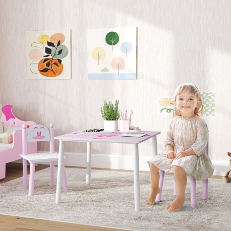 AIYAPLAY Princess Design Kids Table and Chairs Set for Activity, Art, Drawing, Toddler Table and Chairs Set for Playroom, Nurser