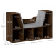 Bookcase Storage Shelf with Cushioned Reading Seat, Cube Bookshelf Organizer for Bedroom Living Room, Chestnut
