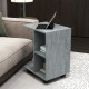 C-Shape End Table Unique Storage Unit w/ 2 Shelves 4 Wheels Freestanding Home Office Furniture Cabinet Square Studio Grey