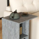 C-Shape End Table Unique Storage Unit w/ 2 Shelves 4 Wheels Freestanding Home Office Furniture Cabinet Square Studio Grey