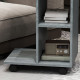 C-Shape End Table Unique Storage Unit w/ 2 Shelves 4 Wheels Freestanding Home Office Furniture Cabinet Square Studio Grey