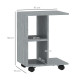 C-Shape End Table Unique Storage Unit w/ 2 Shelves 4 Wheels Freestanding Home Office Furniture Cabinet Square Studio Grey