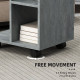 C-Shape End Table Unique Storage Unit w/ 2 Shelves 4 Wheels Freestanding Home Office Furniture Cabinet Square Studio Grey