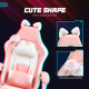 Cat Ear and Paw Reclining Office Chair, with Footrest - Pink/White
