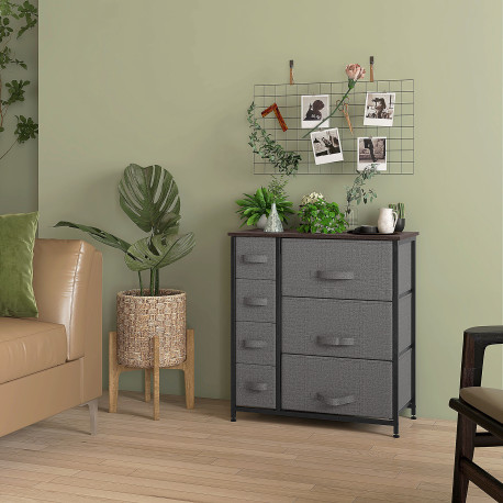 Chest of Drawers with 7 Drawers, Fabric Drawers with Large Storage Space, Drawers Dresser with Metal Frame, Adjustable Feet for 