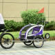 Child Bike Trailer Baby Bicycle Trailer 360° Rotatable for 2 Kids with Steel Frame LED Hitch Coupler Purple
