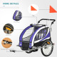 Child Bike Trailer Baby Bicycle Trailer 360° Rotatable for 2 Kids with Steel Frame LED Hitch Coupler Purple