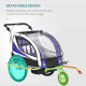 Child Bike Trailer Baby Bicycle Trailer 360° Rotatable for 2 Kids with Steel Frame LED Hitch Coupler Purple